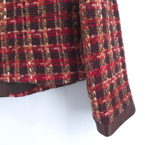 Bentley A. Tweed Dark Acadamia Plaid Hook & Latch Wool Blazer Contrast Trim M - Picture 7 of 15